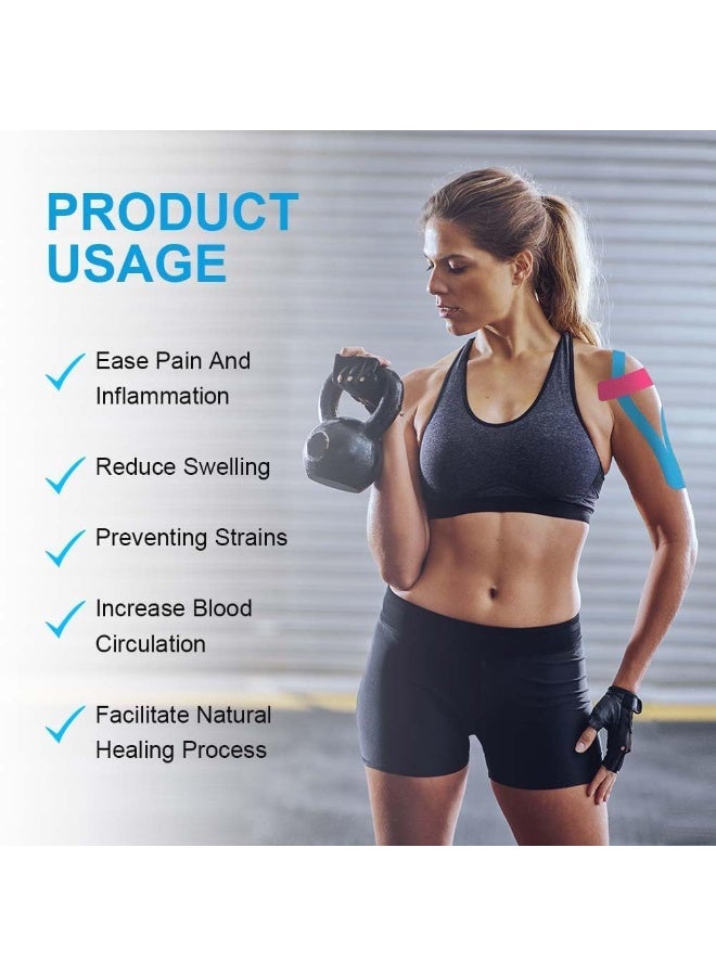 OSHIMA 40 Pcs Kinesiology Tape, Waterproof Sports Physio Tape, Muscle Support, Muscle Support, Fitness Running Tennis Swimming, Exercise, Pain Relief, Waterproof Adhesive for Sports & Injury Recovery - Image 3